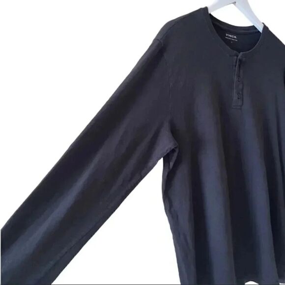 Vince Black Long Sleeves Crewneck Cotton Minimalist Essential Unisex Shirt L - Picture 2 of 9